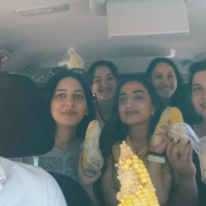 Экскурсия в Армении,  по дороге в Дилижан, кукуруз-party