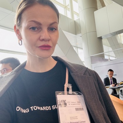 Переводчик Дарья на выставке APLF leather, Materials +