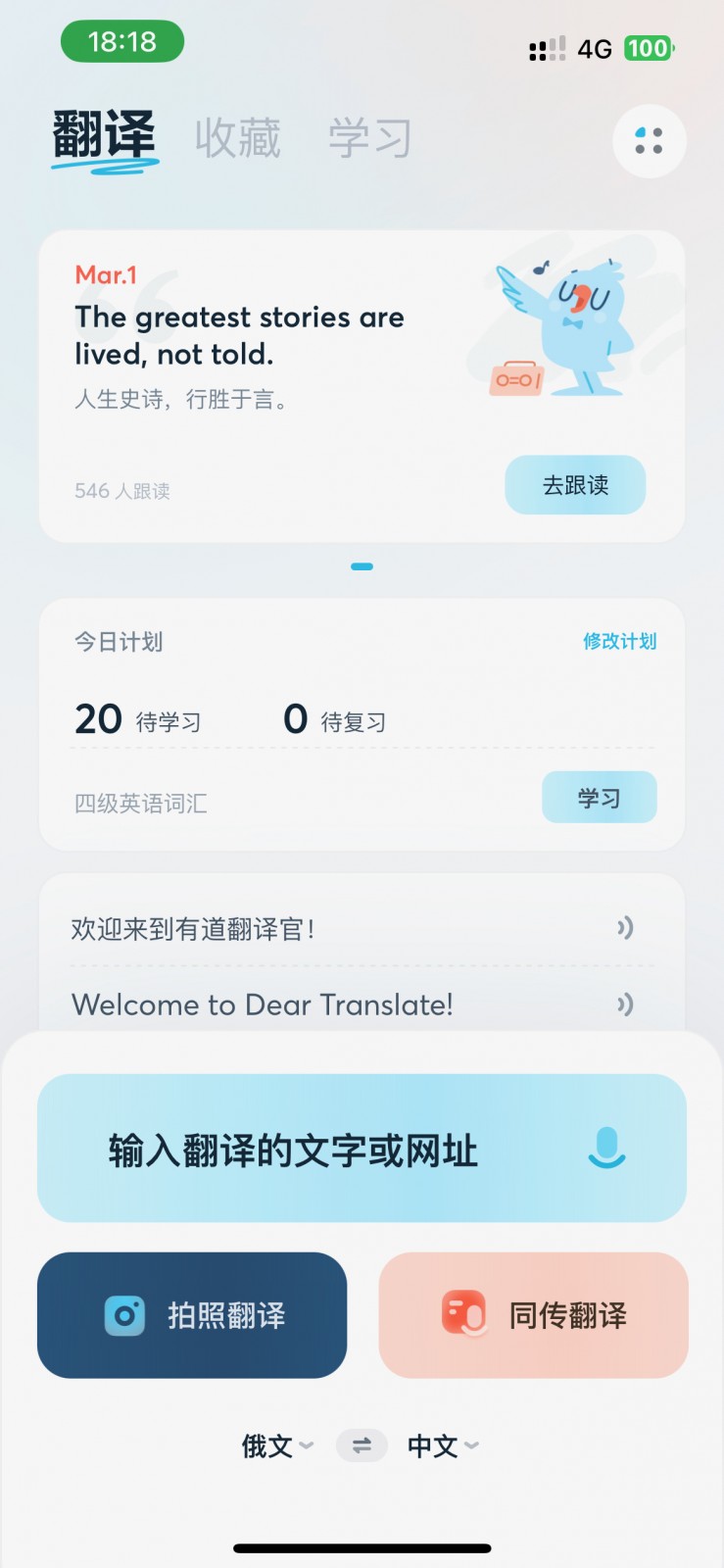 Youdao Translate интерфейс